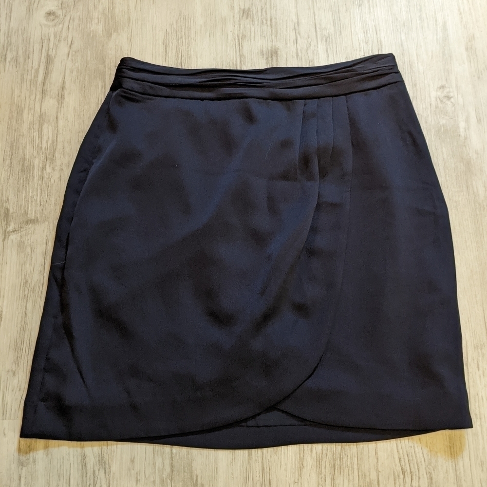 New Banana Republic Faux Wrap‎ Layered Side-Zip Pencil Skirt in Navy Size 0